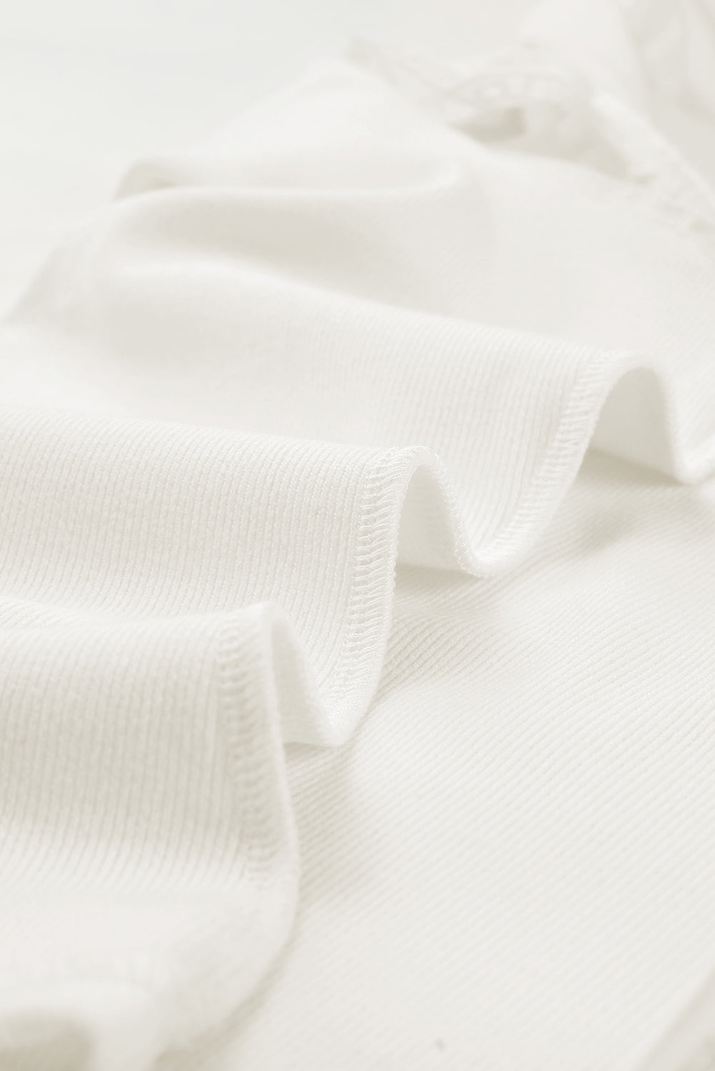 V Neck Flutter Shoulder Ribbed Knit Top