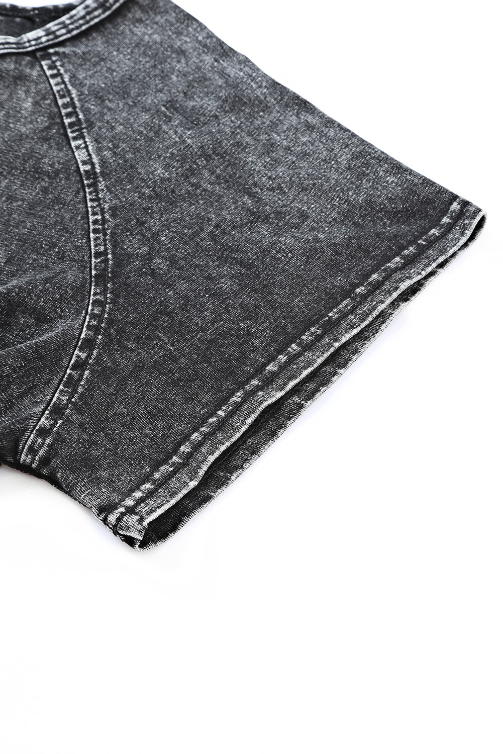Black Acid Washed T Shirt & Drawstring Shorts Loungewear Set