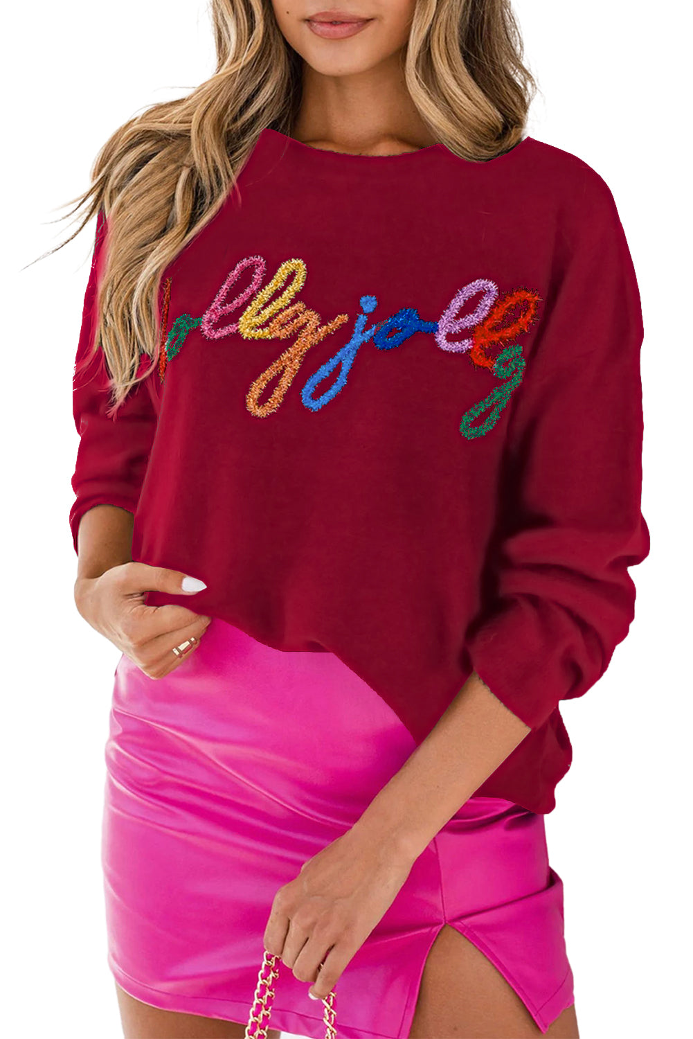 Glitter Merry & Bright Round Neck Knit Sweater