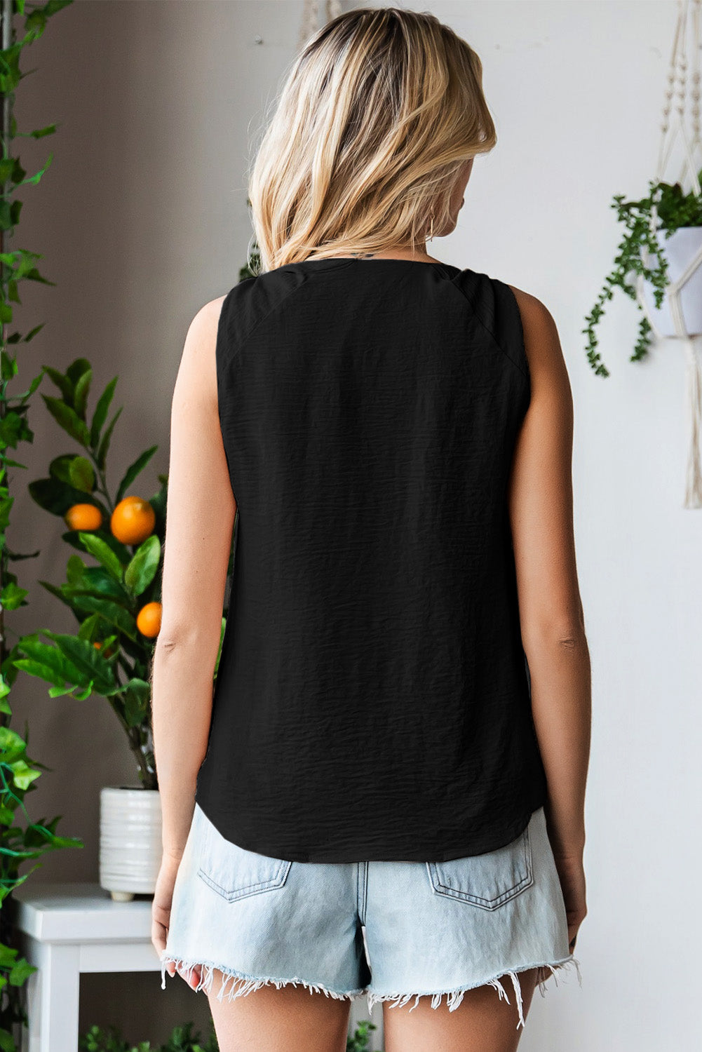 V Neck Casual Knotted Shoulder Vest
