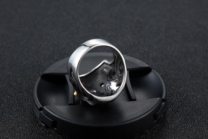 Smoking Skull Gem Eyed Skull Ring