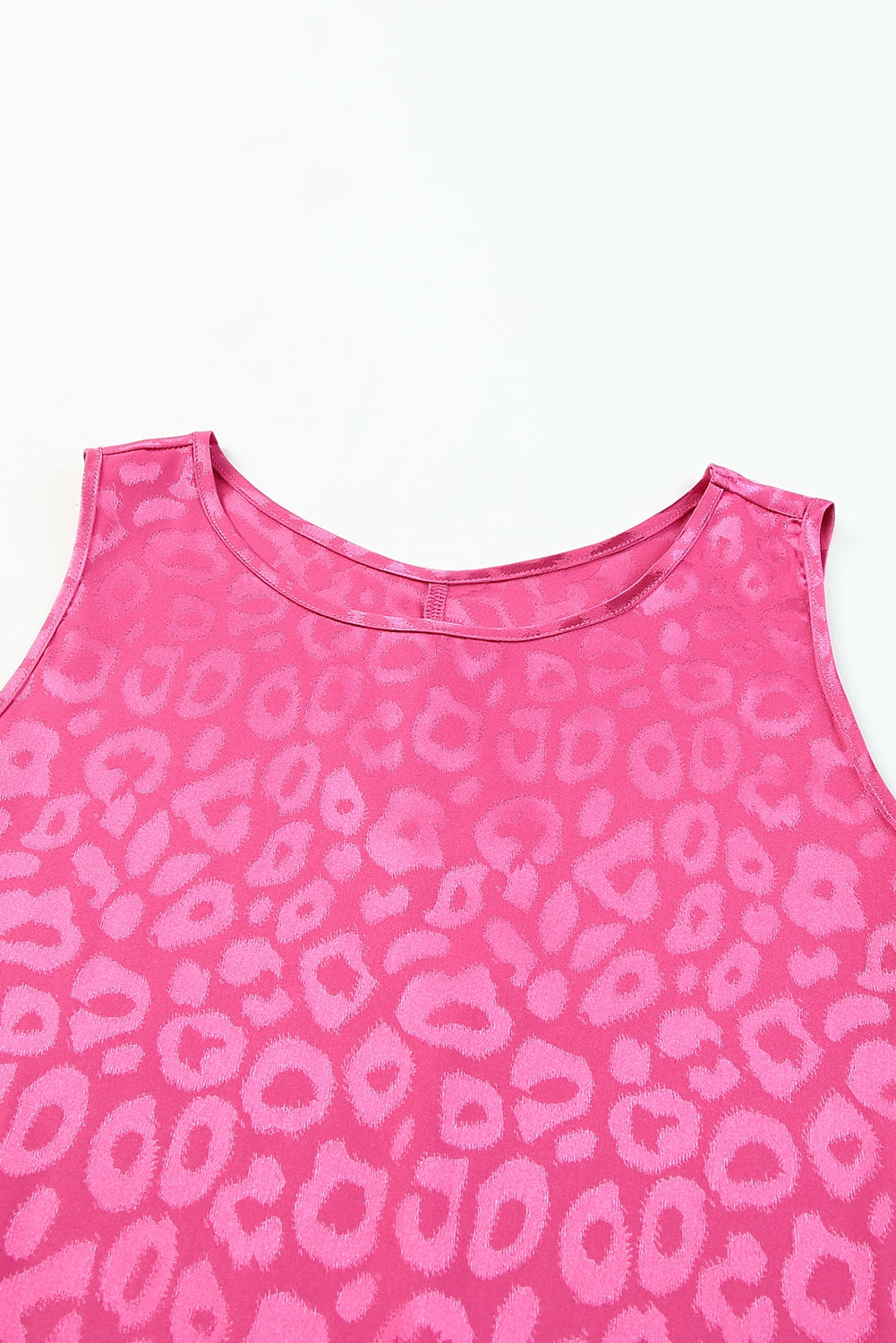 Rosy Satin Jacquard Sleeveless A-Line Leopard Print Dress