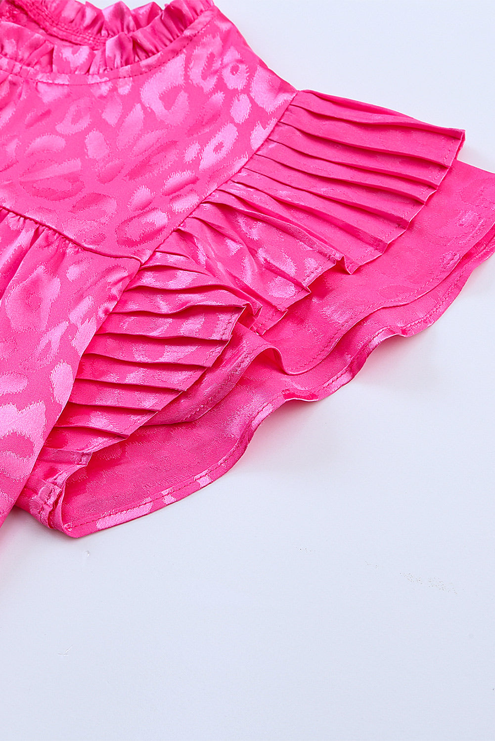 Rosy Satin Jacquard Sleeveless A-Line Leopard Print Dress