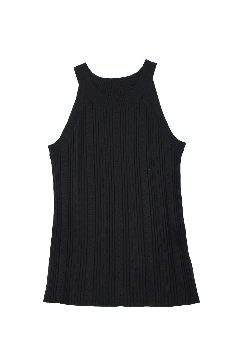 Casual Crew Neck Knit Crop Tank Top