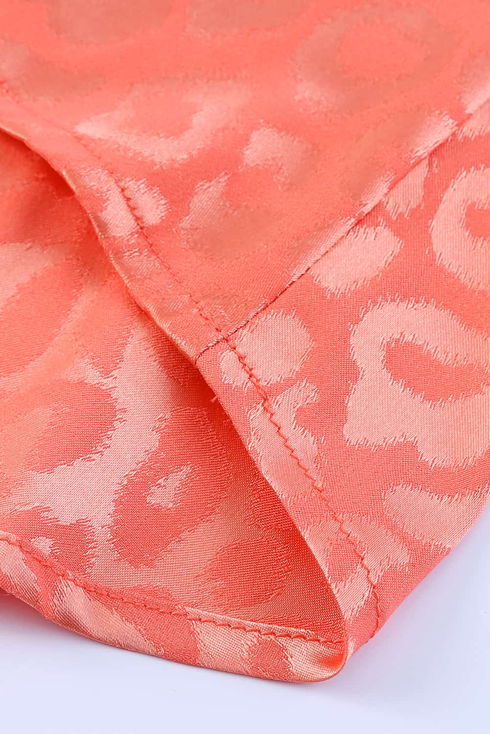 Rosy Satin Jacquard Sleeveless A-Line Leopard Print Dress