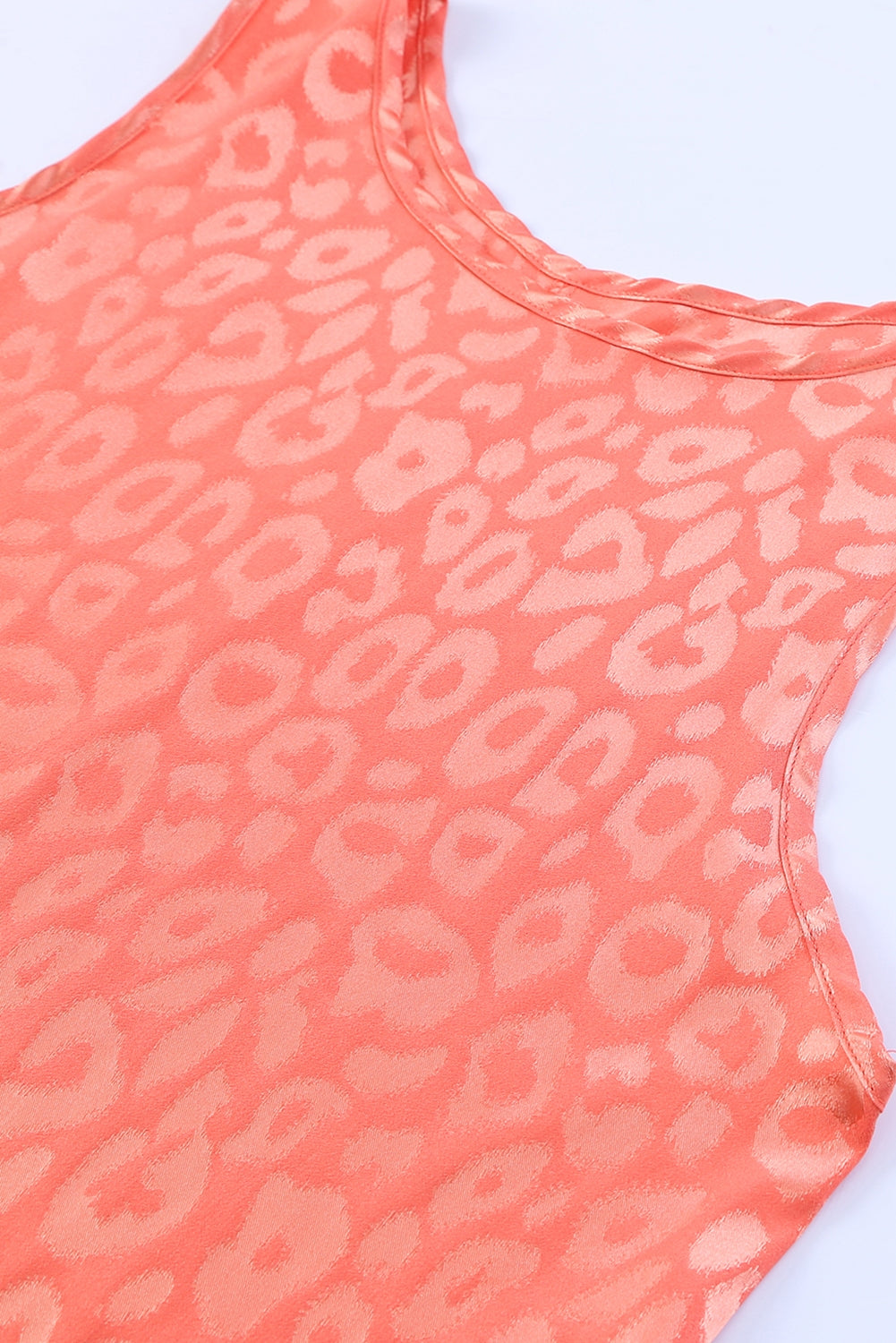 Rosy Satin Jacquard Sleeveless A-Line Leopard Print Dress