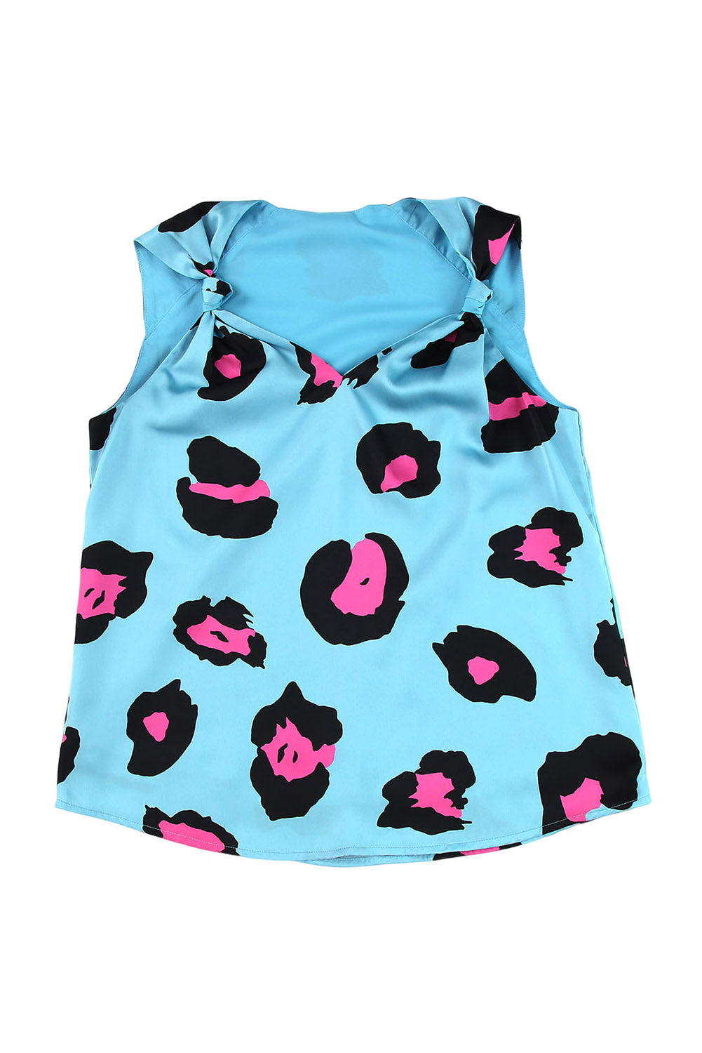 V Neck Ruched Short Sleeve Leopard Print Short Sleeve Blouse