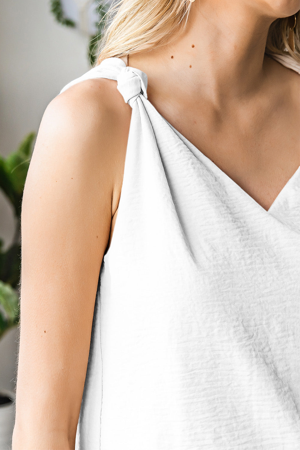 V Neck Casual Knotted Shoulder Vest