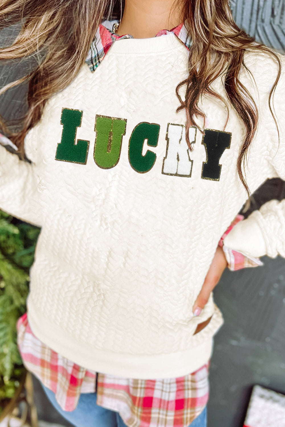Black Merry and Bright Quilted Sweatshirt