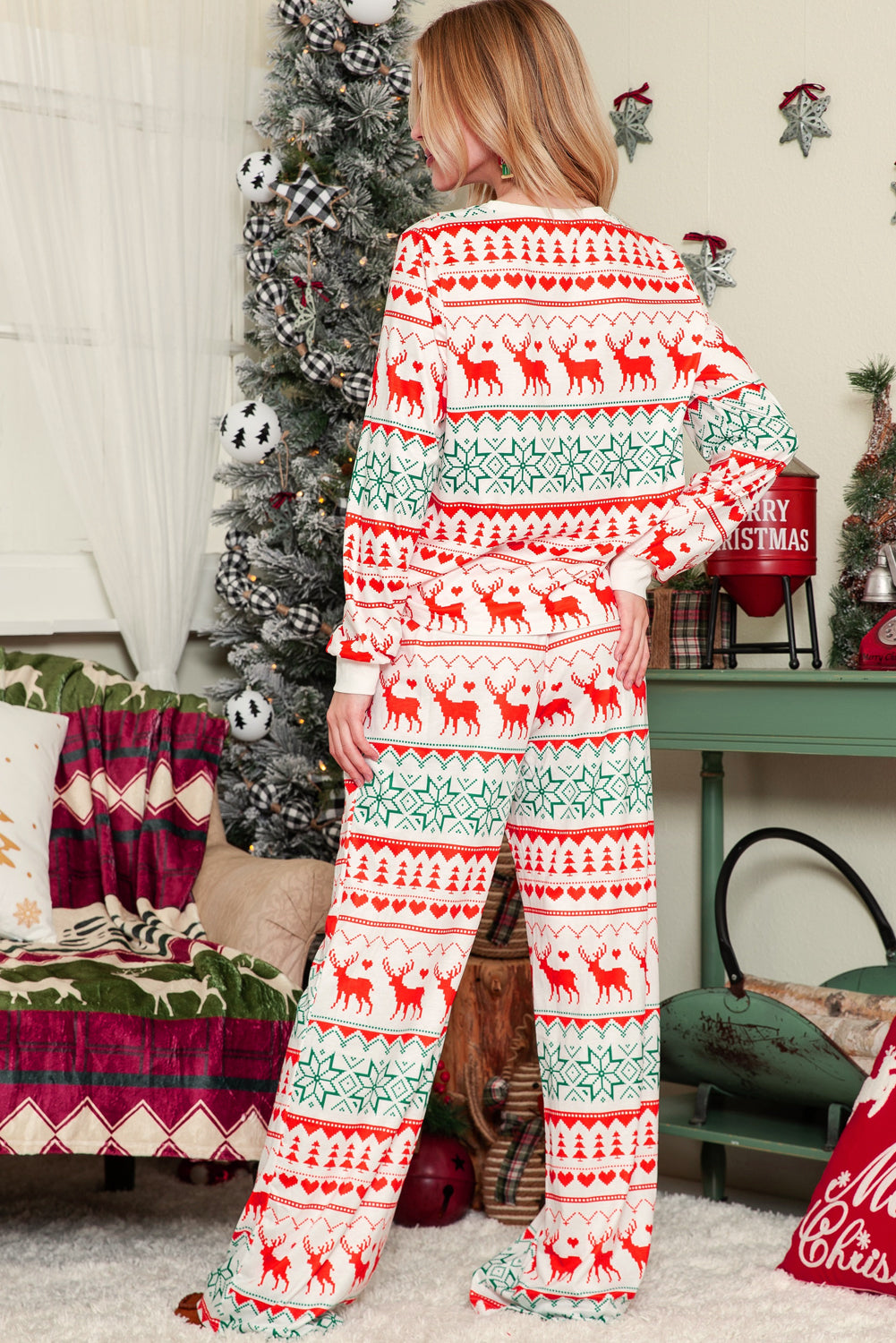 Christmas Pullover and Drawstring Pants Pajama Set