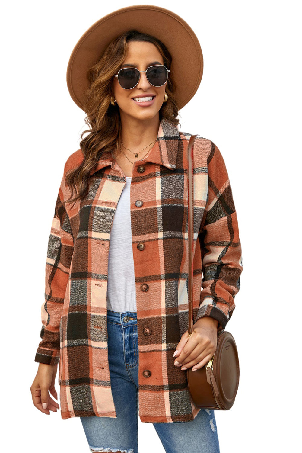 Plaid Button Up Long Sleeve Flannel Shacket