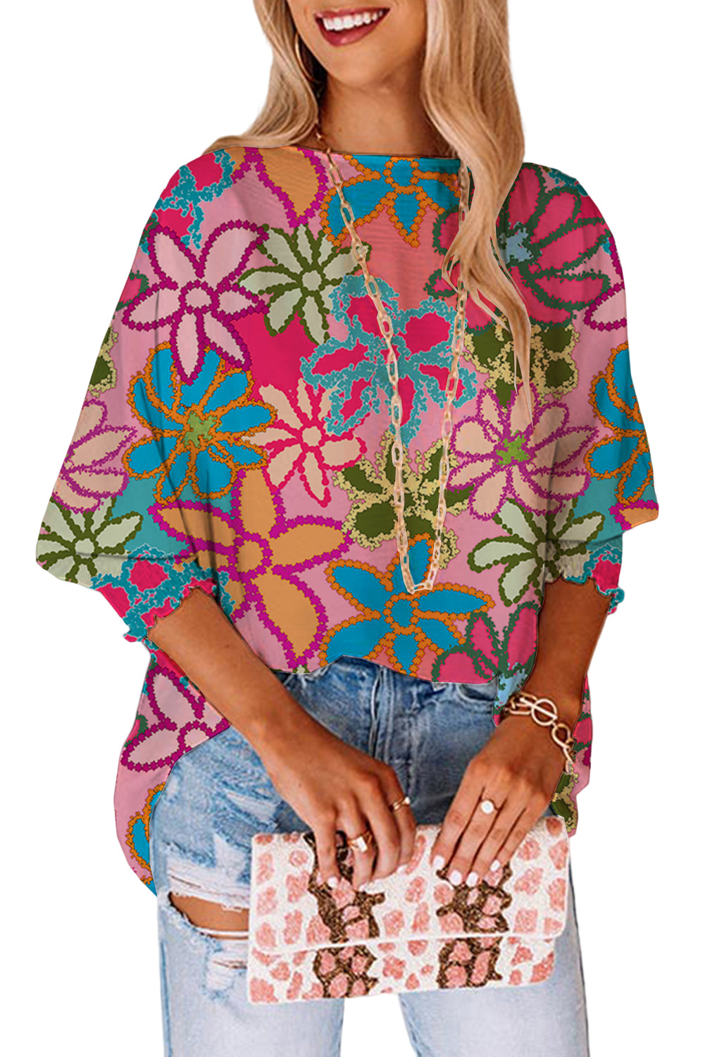 Casual Shirred Cuffs Half Sleeve Top