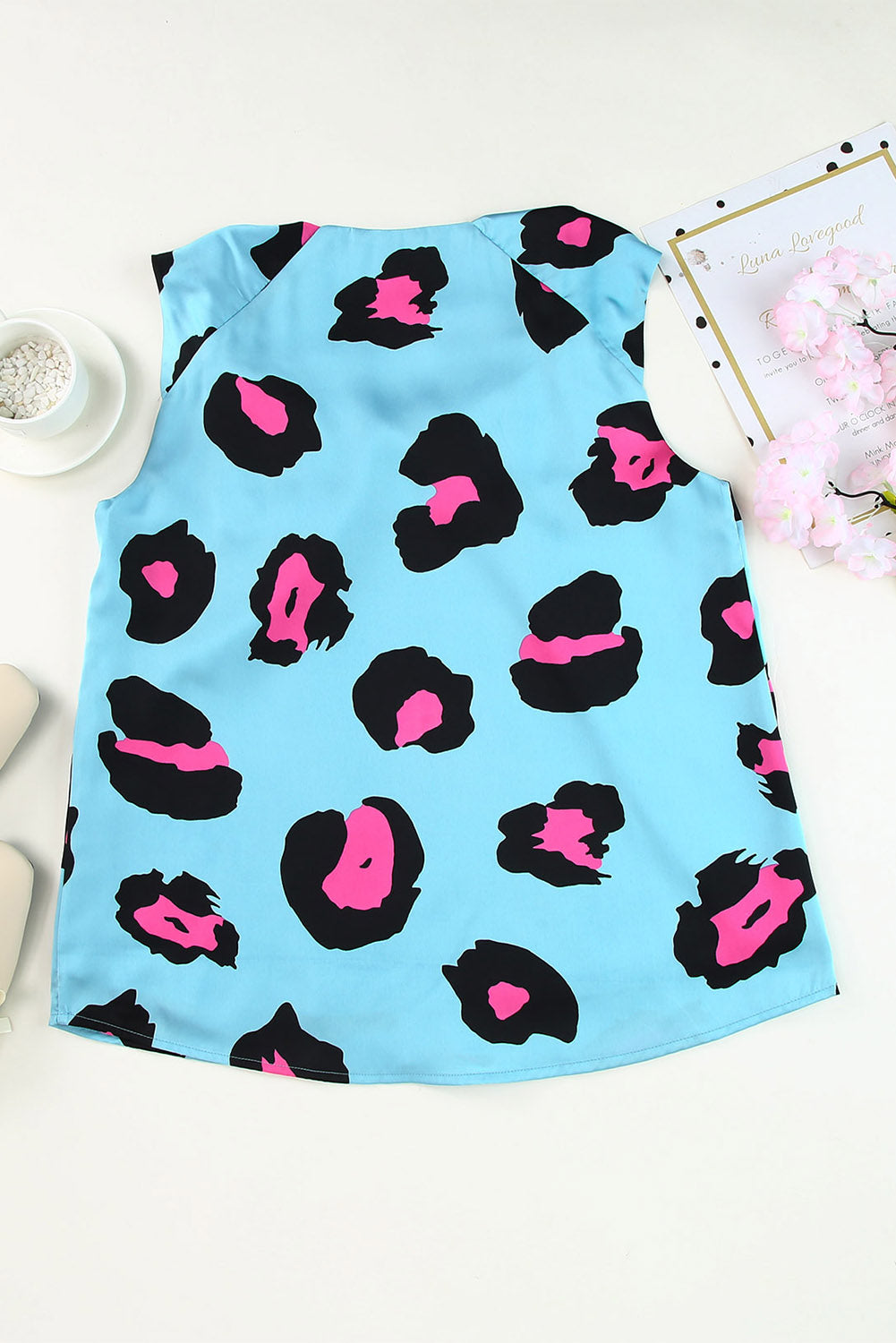 V Neck Ruched Short Sleeve Leopard Print Short Sleeve Blouse