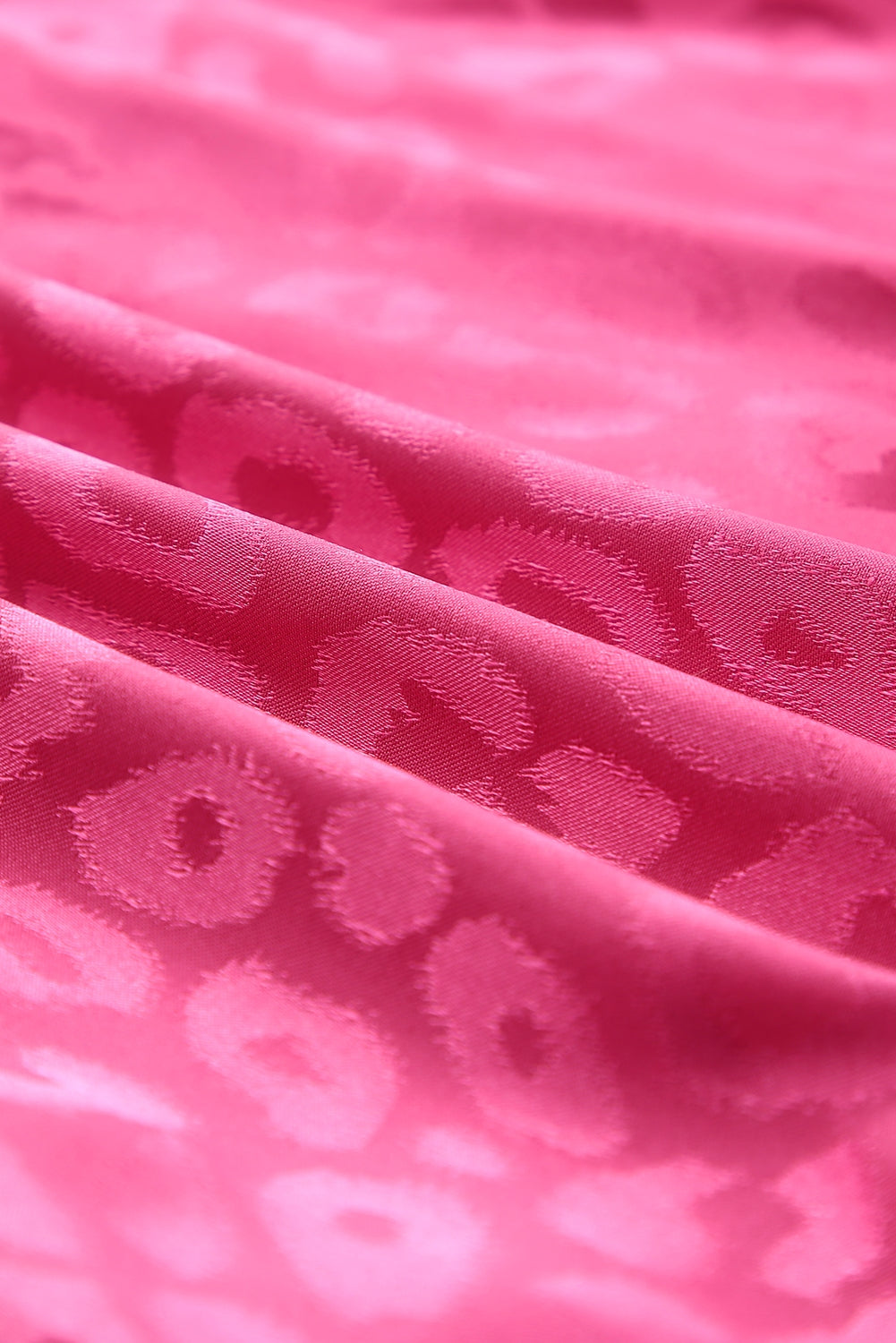 Rosy Satin Jacquard Sleeveless A-Line Leopard Print Dress