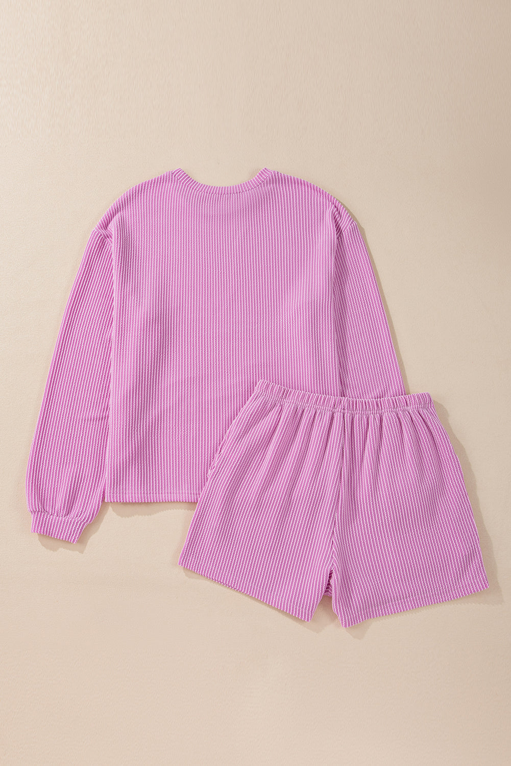 Phalaenopsis Mardi Gras Graphic Patched Corded Long Sleeve Top and Shorts