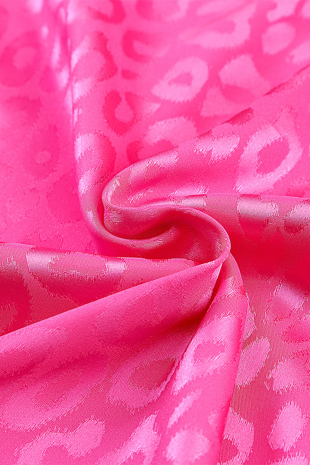 Rosy Satin Jacquard Sleeveless A-Line Leopard Print Dress
