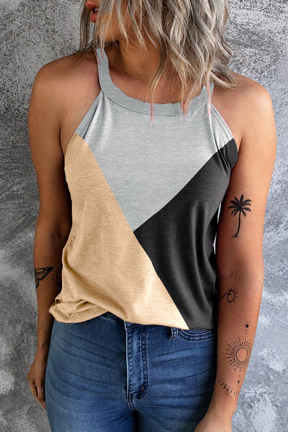 Color Block Crewneck Tank Top