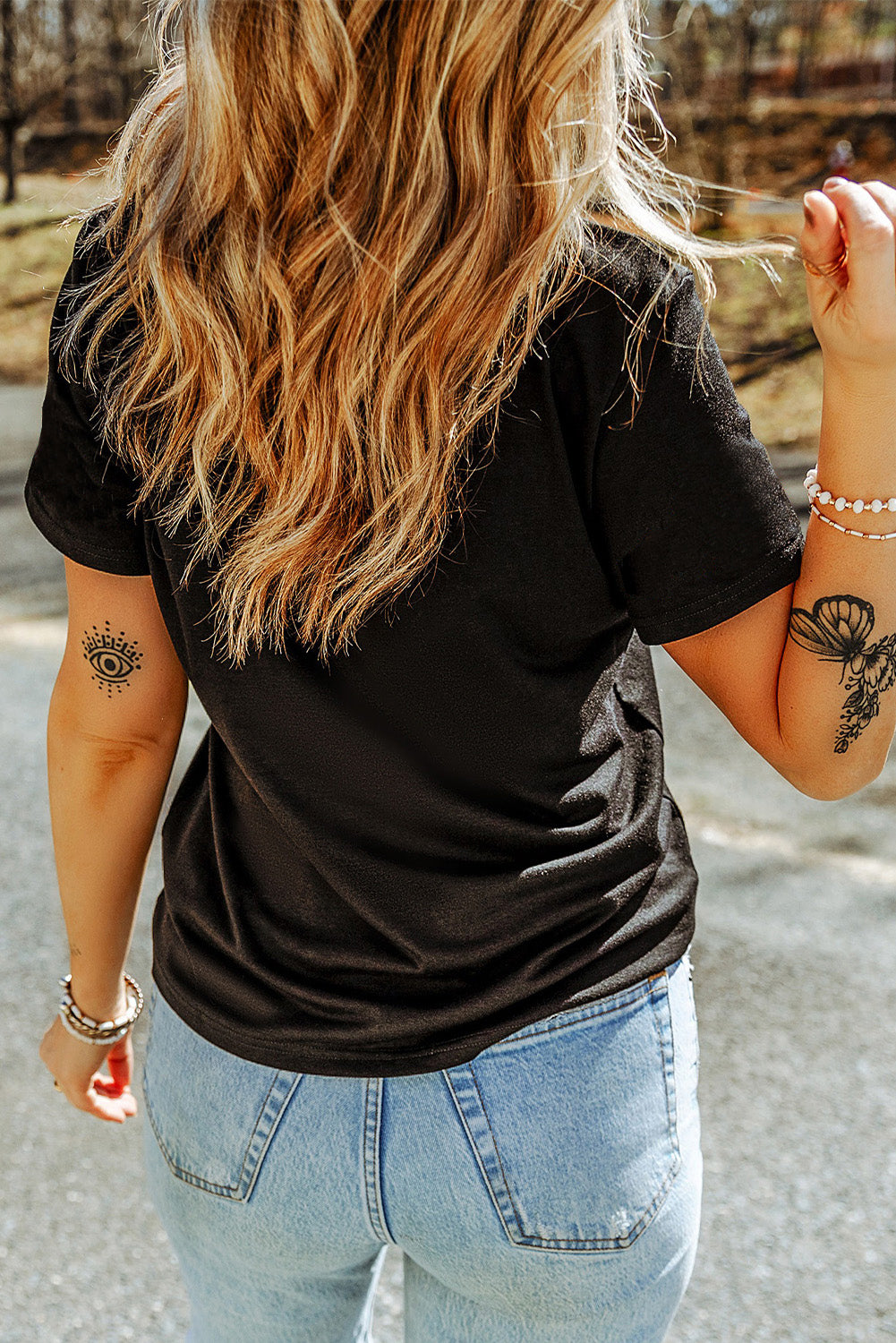 Black Sequin Footballl Helmet Graphic Crewneck T Shirt