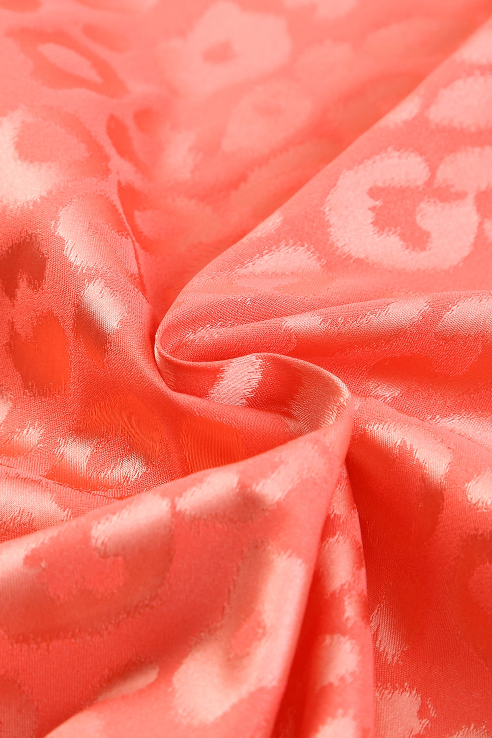 Rosy Satin Jacquard Sleeveless A-Line Leopard Print Dress