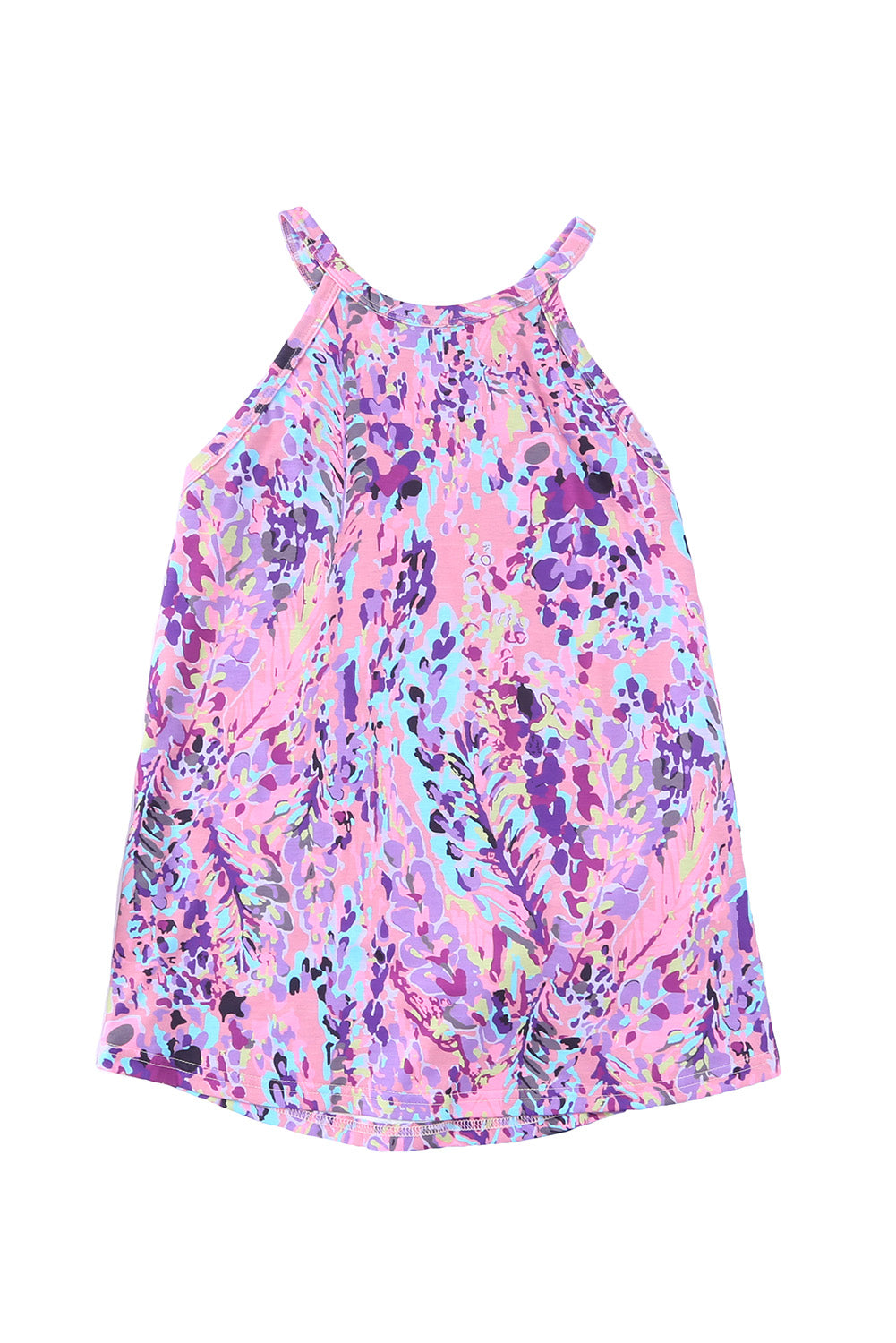 Abstract Print Wrap V Neck Flutter Sleeve Mid Length Summer Dress