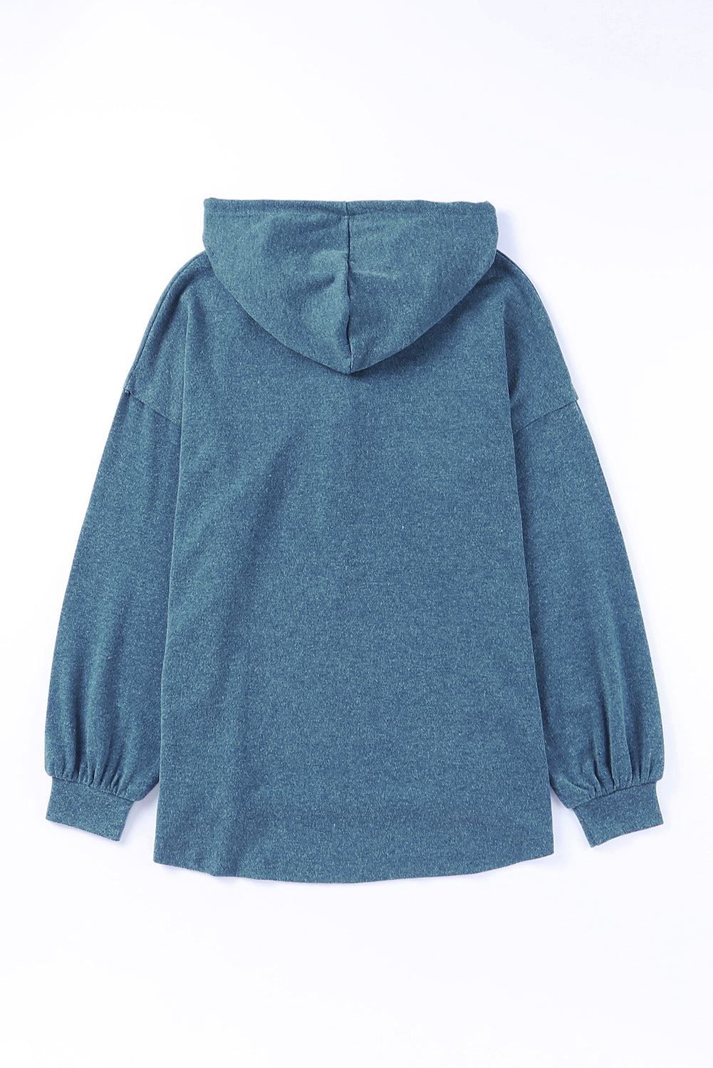 Button Front Pullover Hooded Sweatshirt