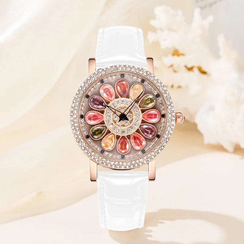 Women's Quartz Watch Diamond Inlaid Dial Wristwatches