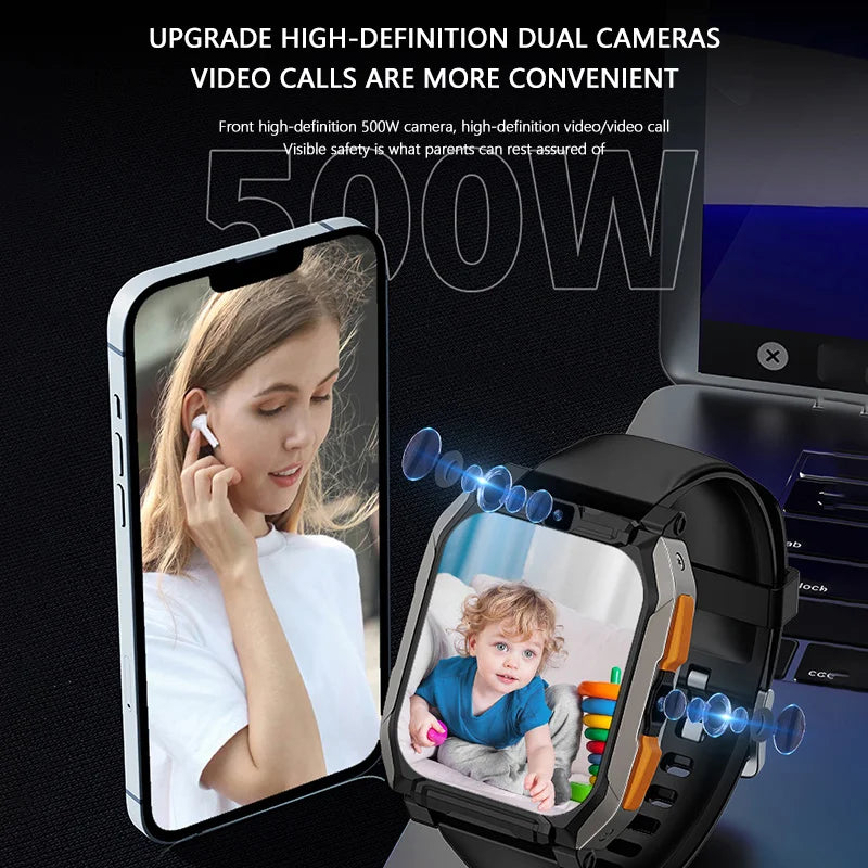 4G LTE SmartWatch with Google Youtube with WIFI GPS Position Tiktok Call 4G Net Sim Card Android Smart Watch 5MP HD Dual Camera