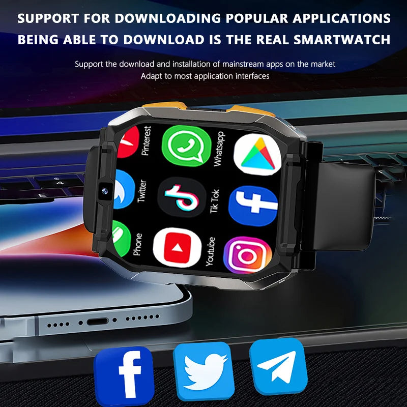 4G LTE SmartWatch with Google Youtube with WIFI GPS Position Tiktok Call 4G Net Sim Card Android Smart Watch 5MP HD Dual Camera