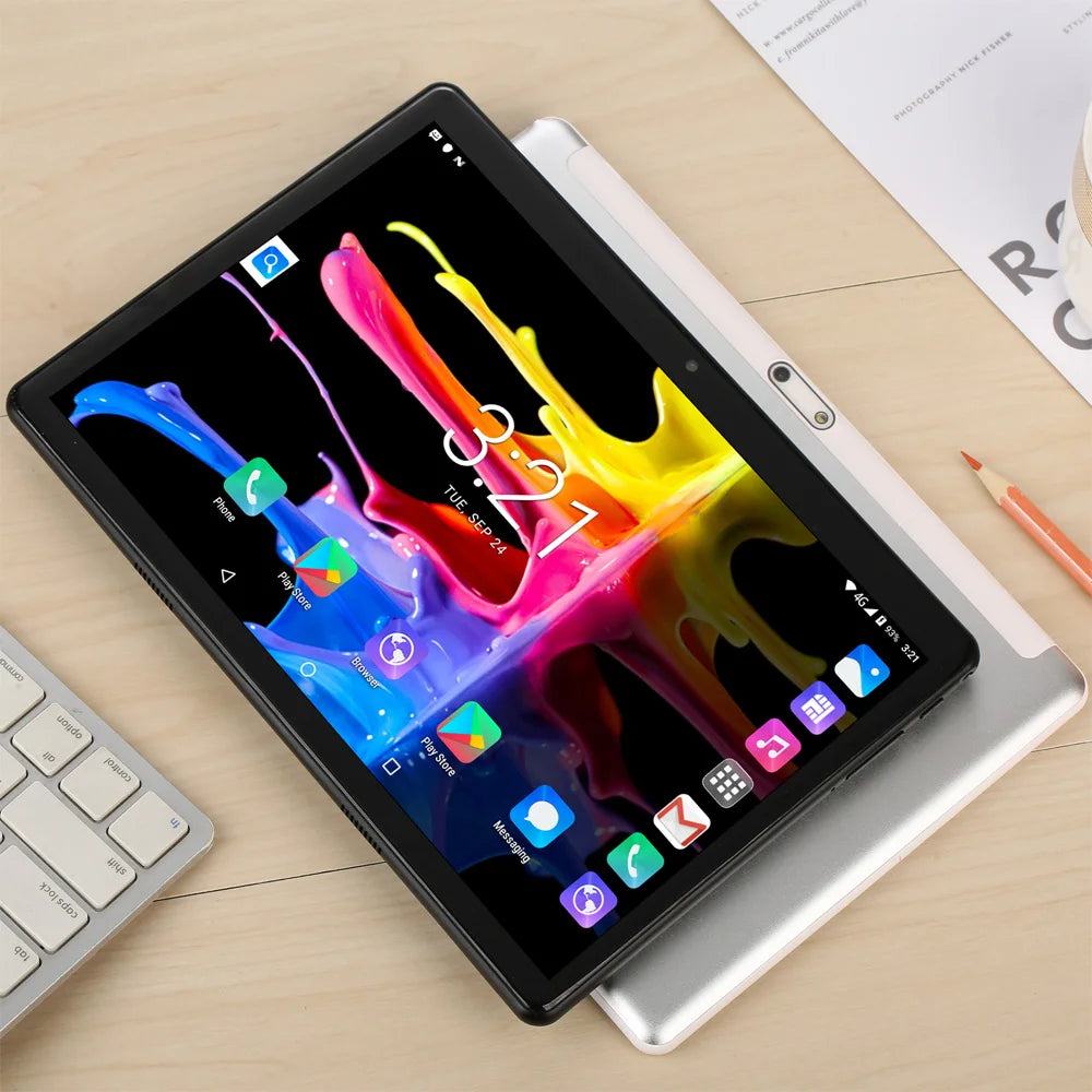 10.1" Tablet with 4GB RAM 64GB ROM Dual Sim Card for cellular calls & more.