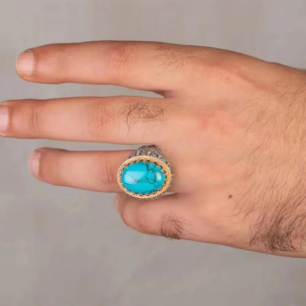 Turquoise Biker Style Ring