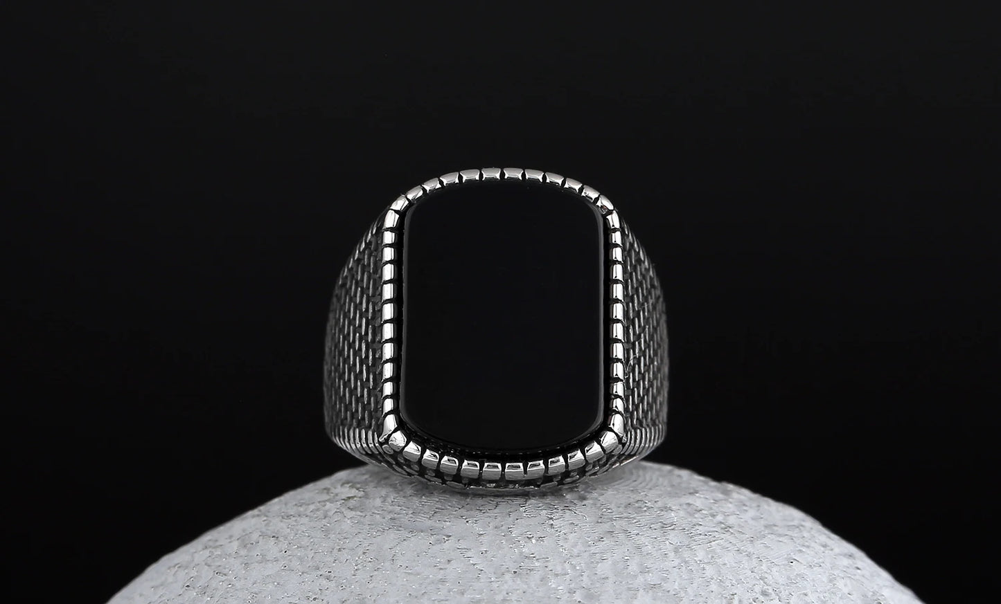 Black Onyx Style Biker Ring