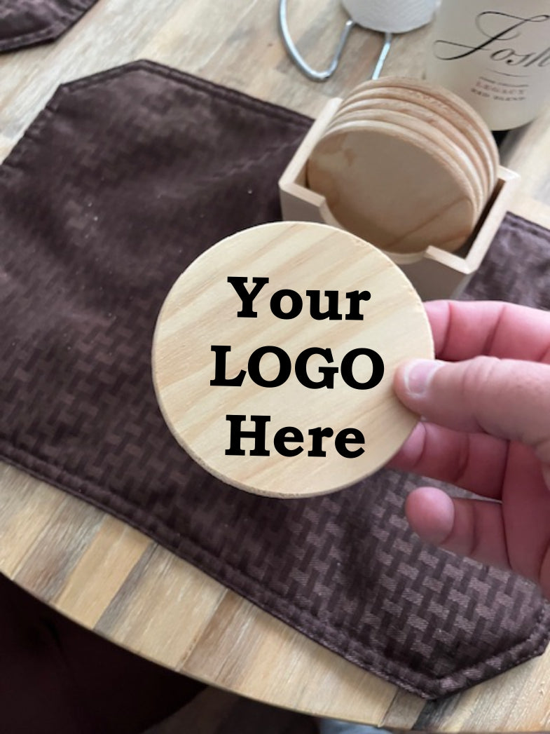 Custom Logo Engraved Wooden Coasters
