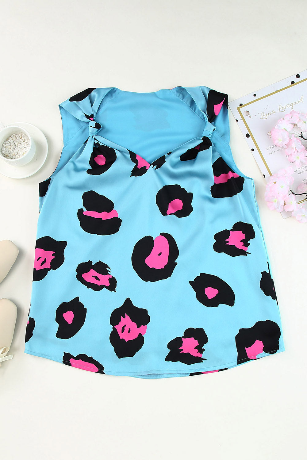 V Neck Ruched Short Sleeve Leopard Print Short Sleeve Blouse
