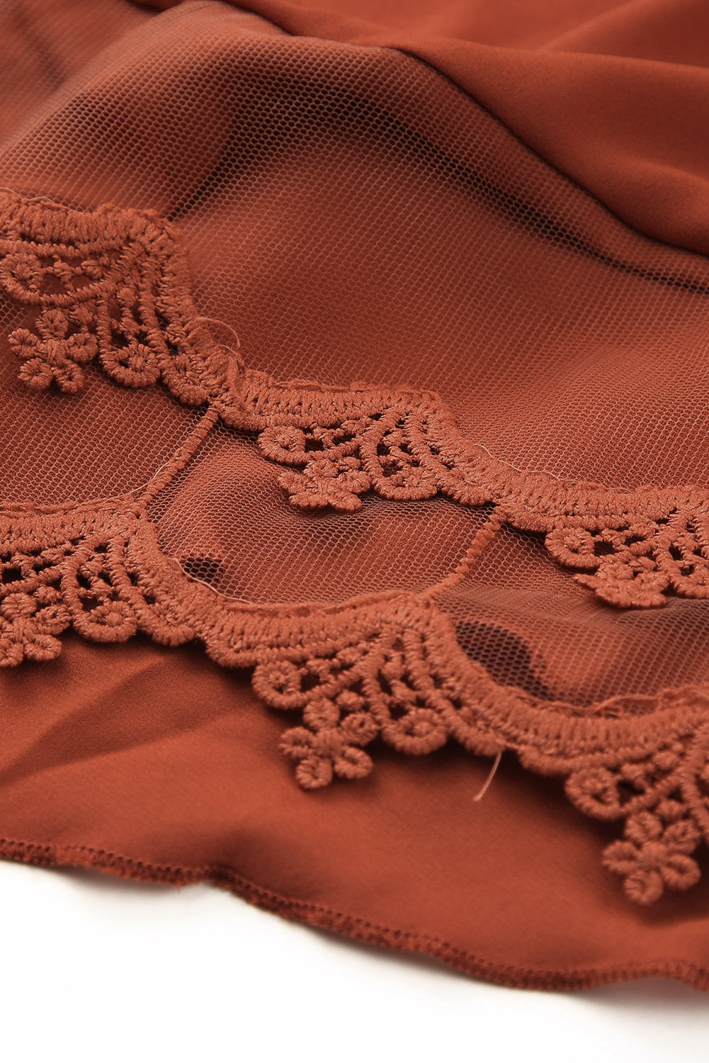 Casual Contrast Lace Crochet Button Back Sleeveless Shirt