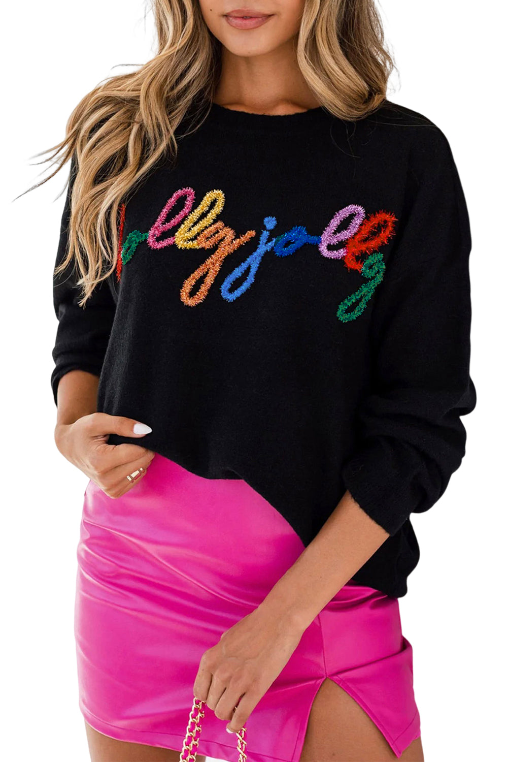 Glitter Merry & Bright Round Neck Knit Sweater