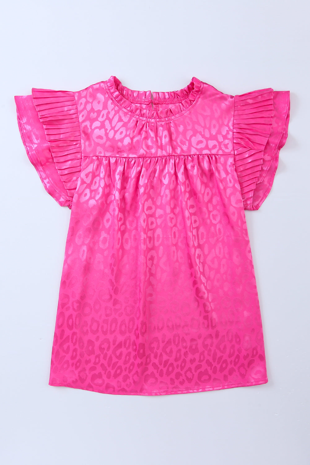Rosy Satin Jacquard Sleeveless A-Line Leopard Print Dress