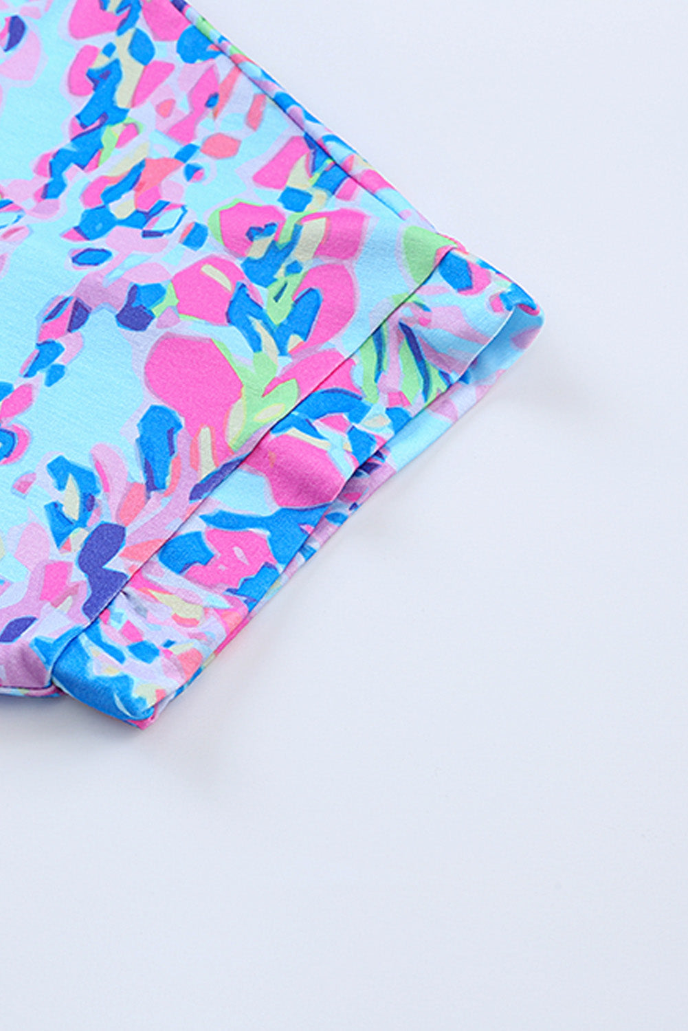 Abstract Print Wrap V Neck Flutter Sleeve Mid Length Summer Dress