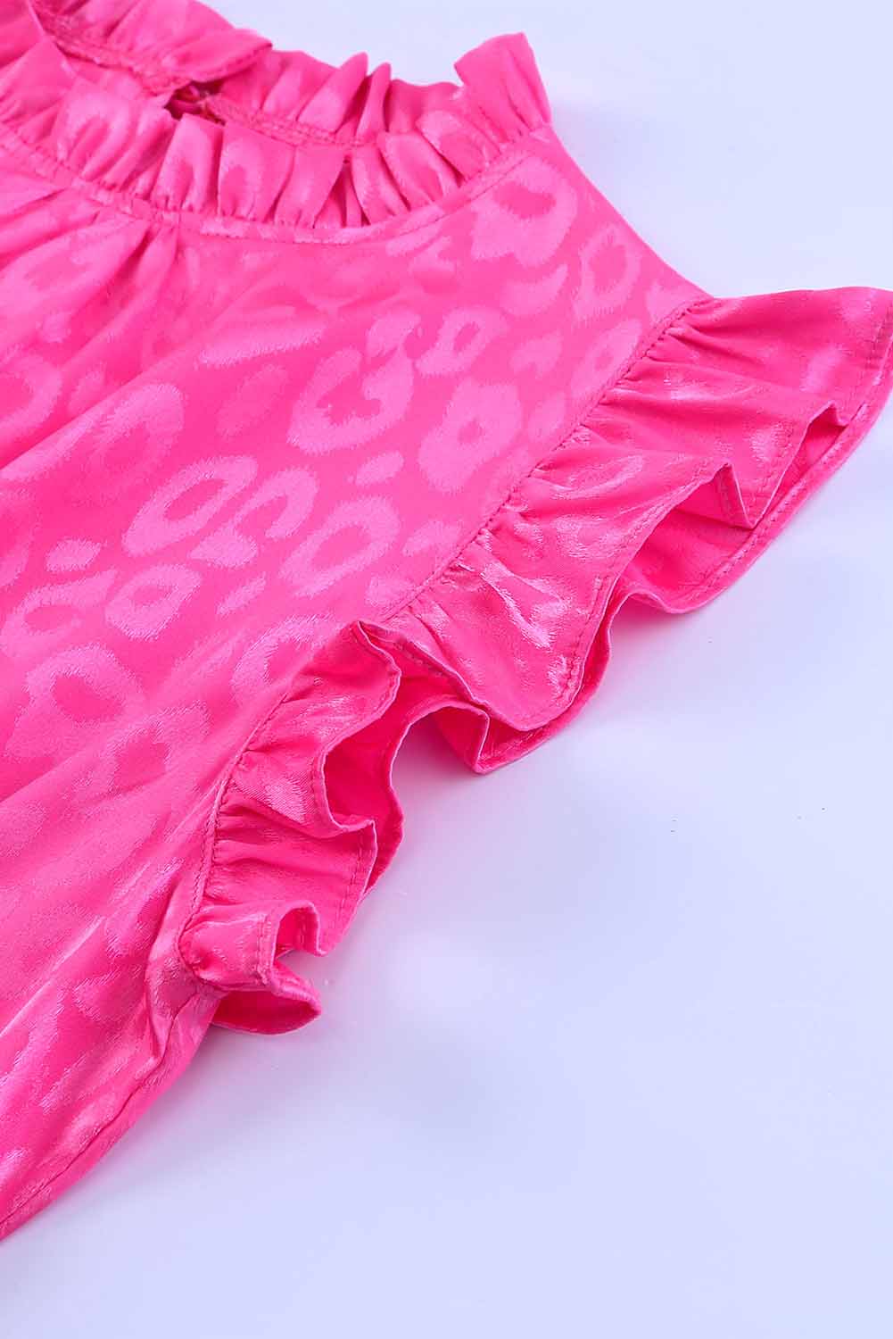 Rosy Satin Jacquard Sleeveless A-Line Leopard Print Dress