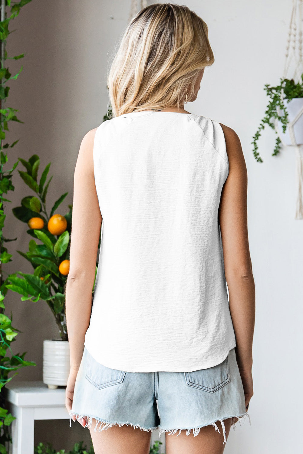 V Neck Casual Knotted Shoulder Vest