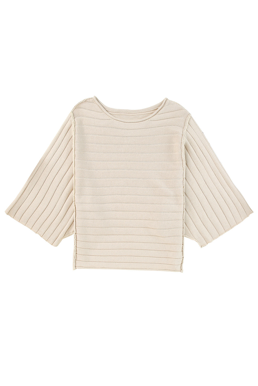 Brown Ribbed Knit Exposed Seam Dolman Sweater