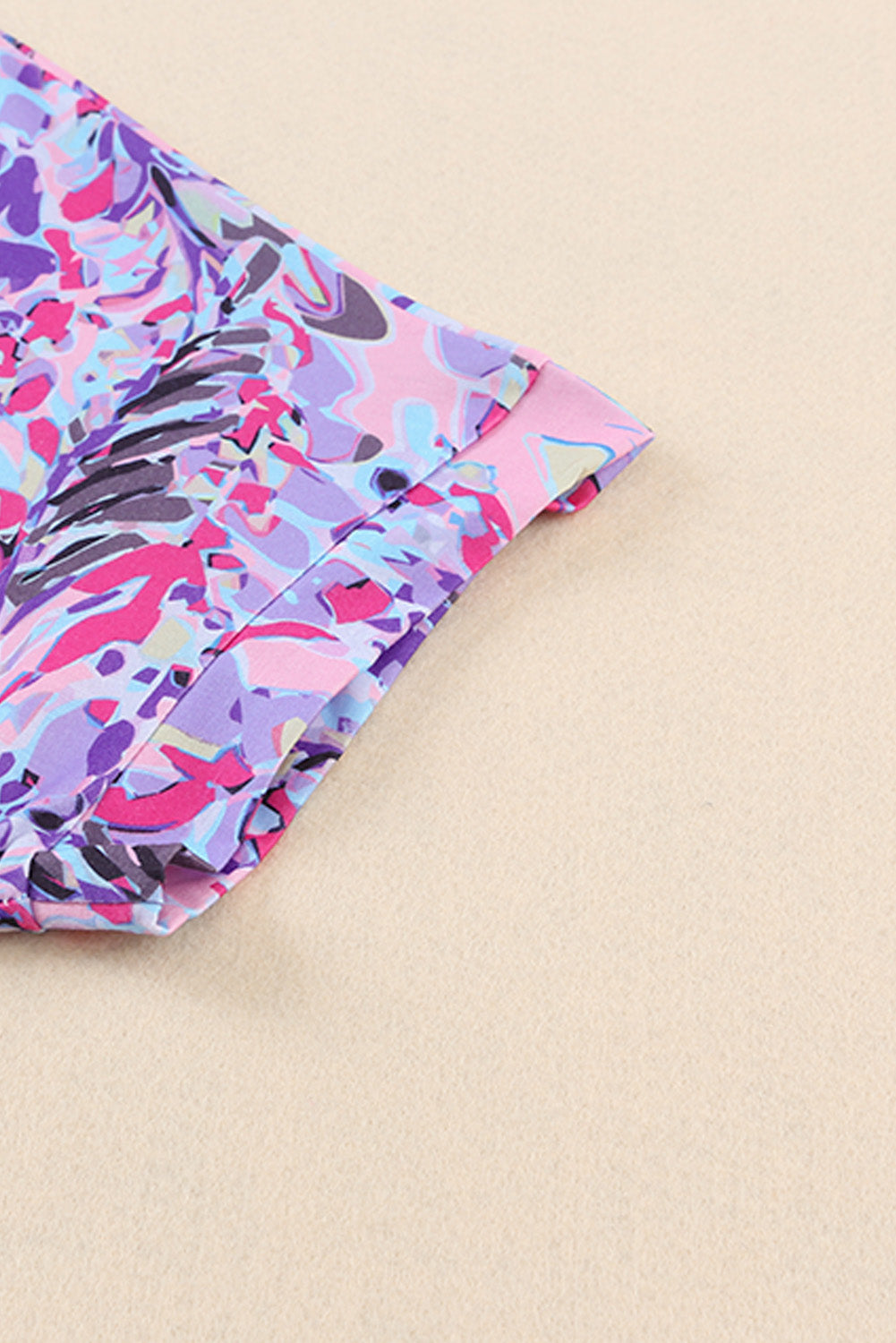 Abstract Print Wrap V Neck Flutter Sleeve Mid Length Summer Dress