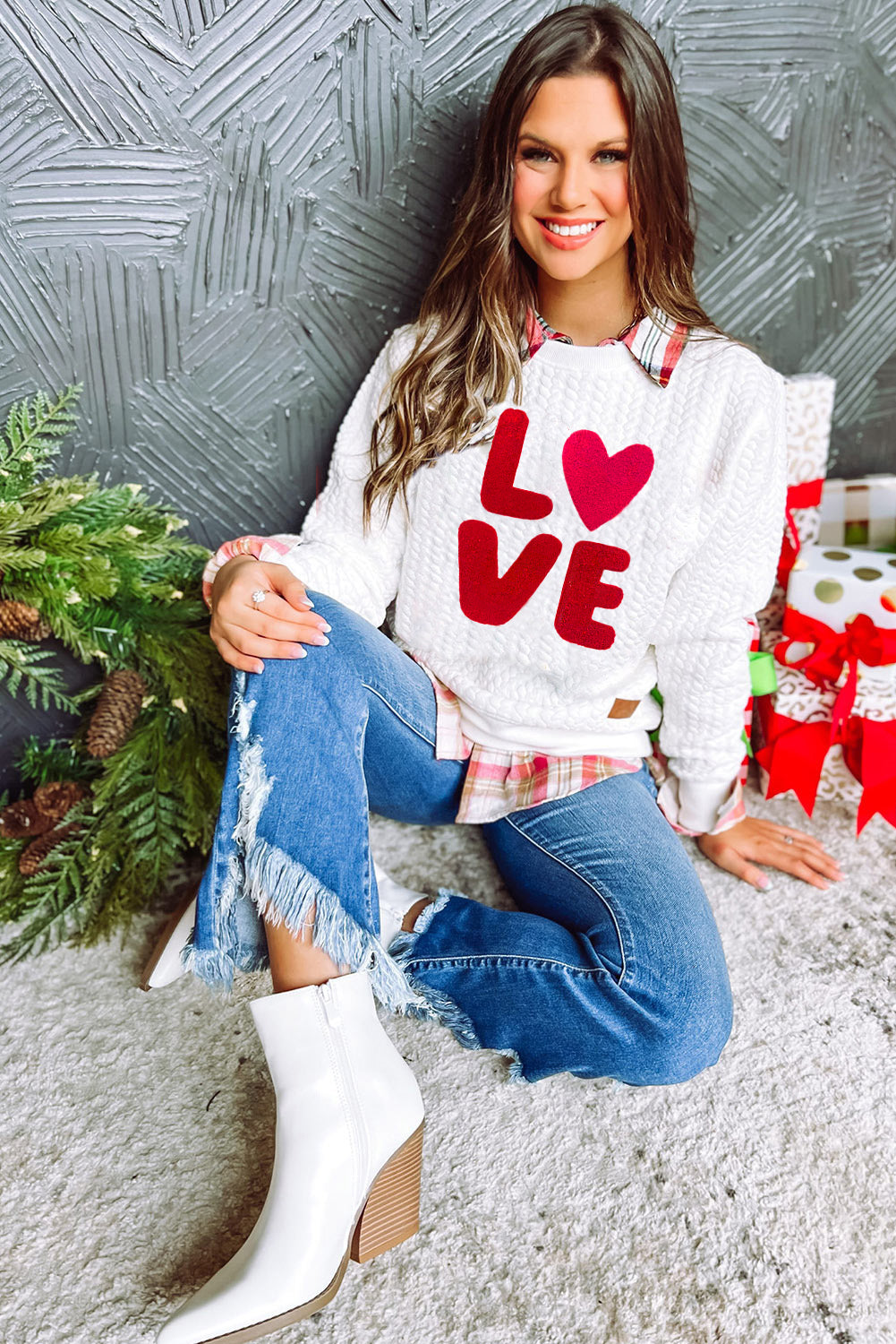 Black Merry and Bright Quilted Sweatshirt