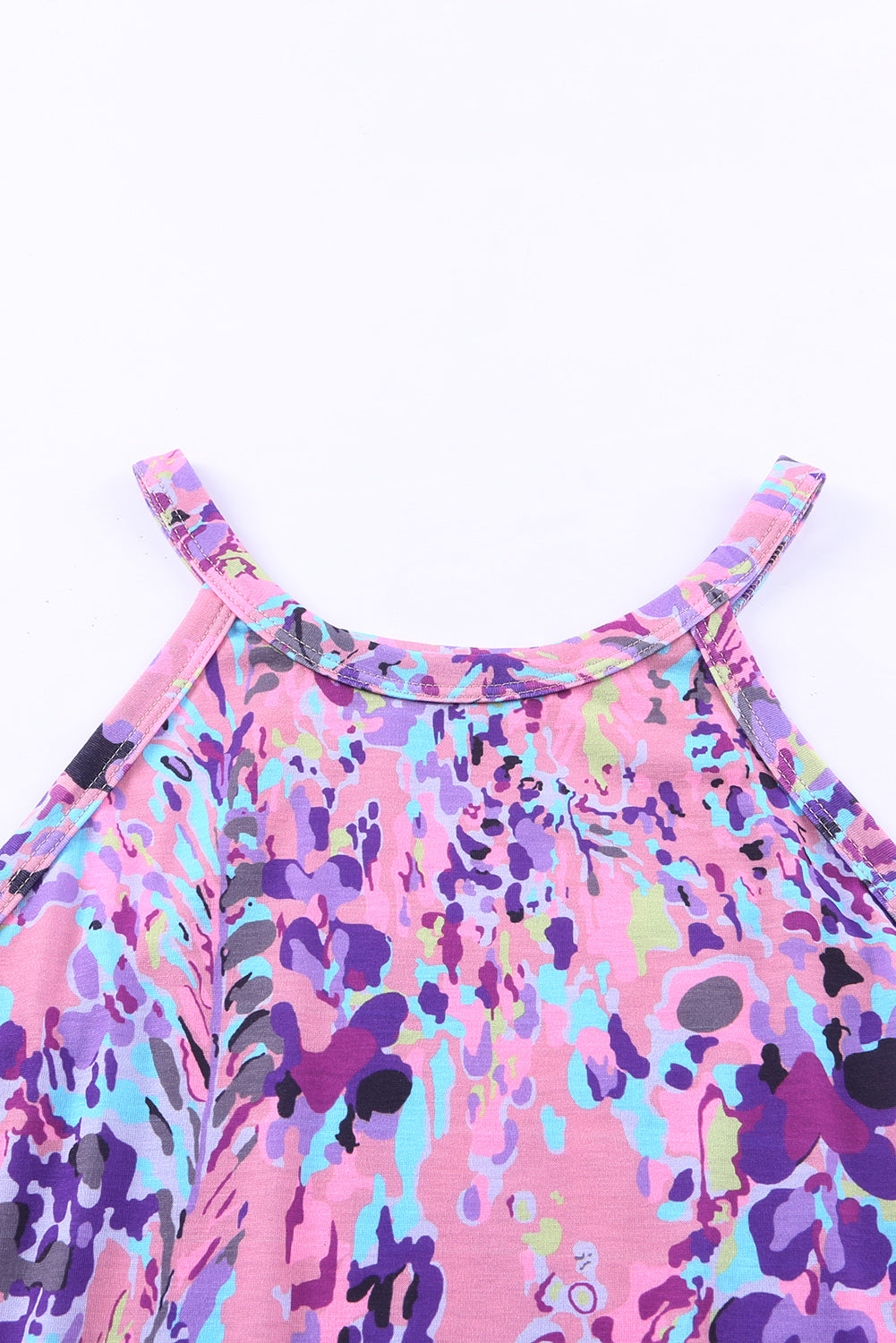 Abstract Print Wrap V Neck Flutter Sleeve Mid Length Summer Dress