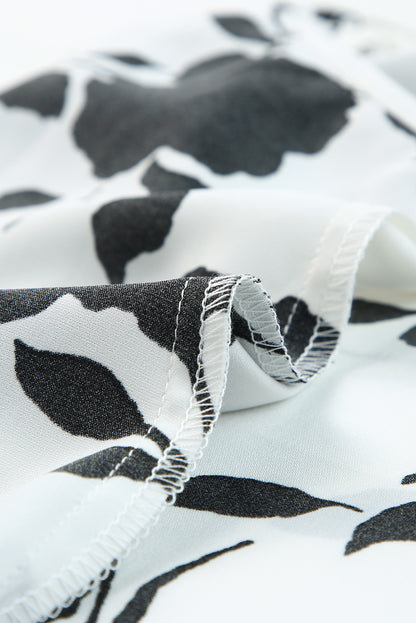 Floral Print Casual Roll Up Sleeve Blouse