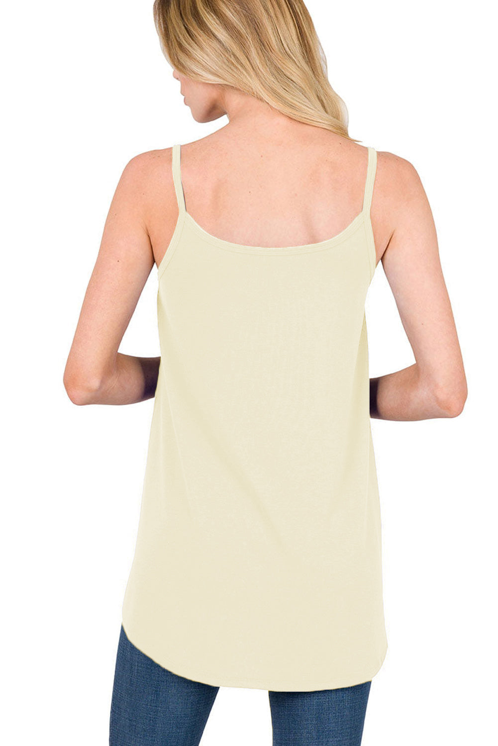 Clay Spaghetti Strap V-Neck Flowy Tunic Cami Top