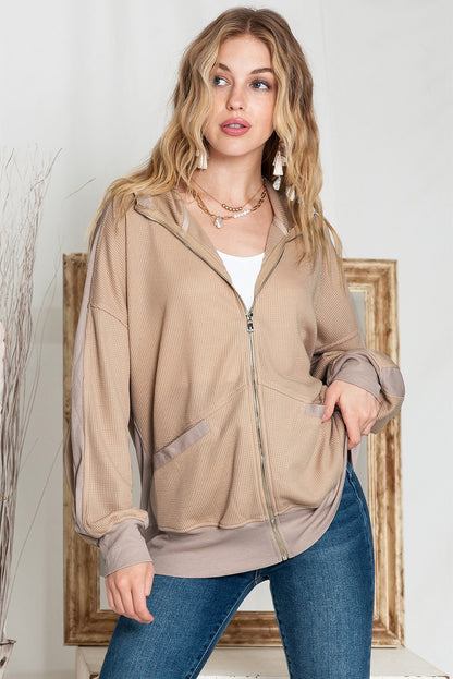 Thermal Zip Up Waffle Hoodie Jacket