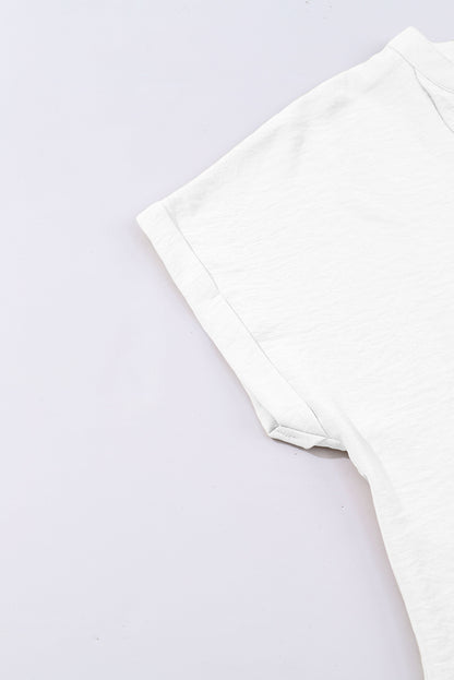 Rose Red Notched Neck Batwing Sleeve Blouse