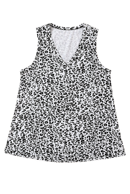 Cheetah Sexy Frill V Neck Spaghetti Strap Cami Top
