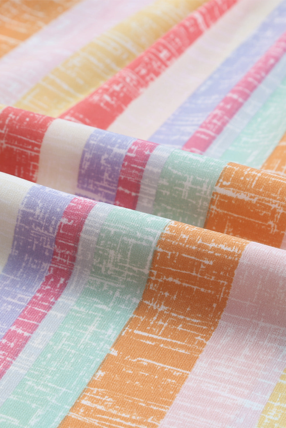 Multicolor Striped Color Block Frill Neck Ruffle Blouse