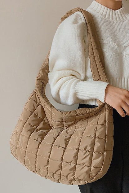 Casual Quilted Zipper Large Shoulder Bag